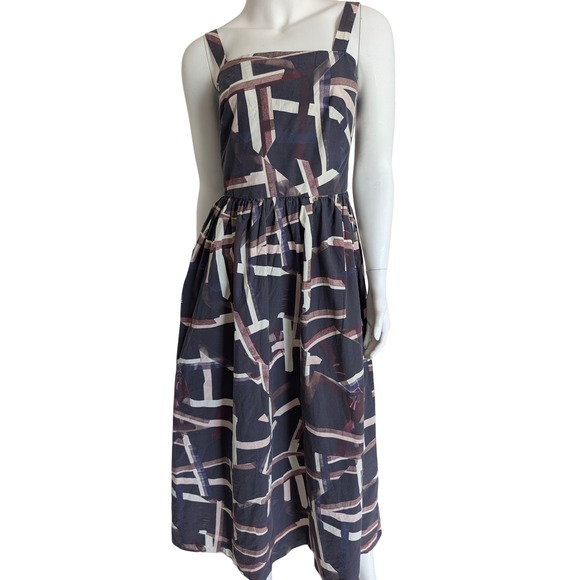 COS Dresses & Skirts - COS Cotton Midi Day Dress 10 Cotton Smocked Sleeveless Printed Sundress Stretch